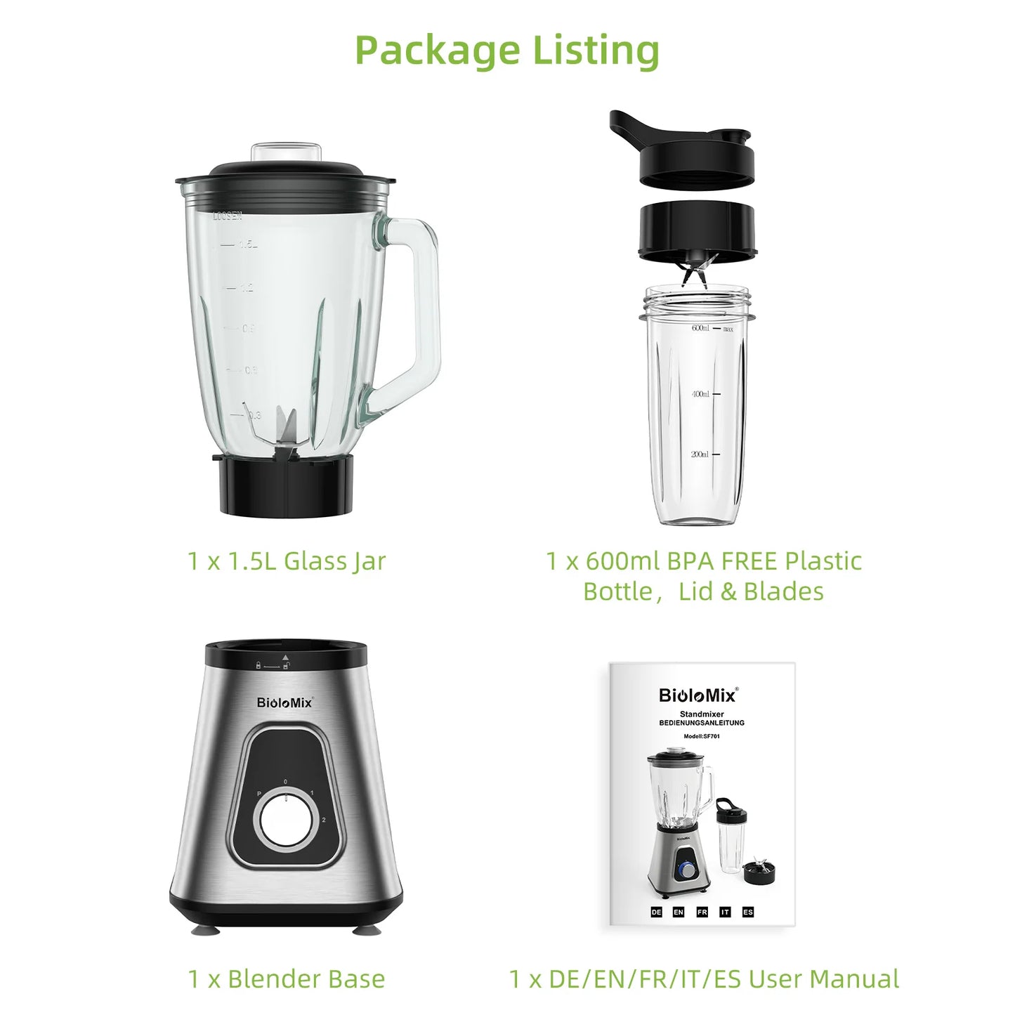 Glass Jar Power Blender 1.5L